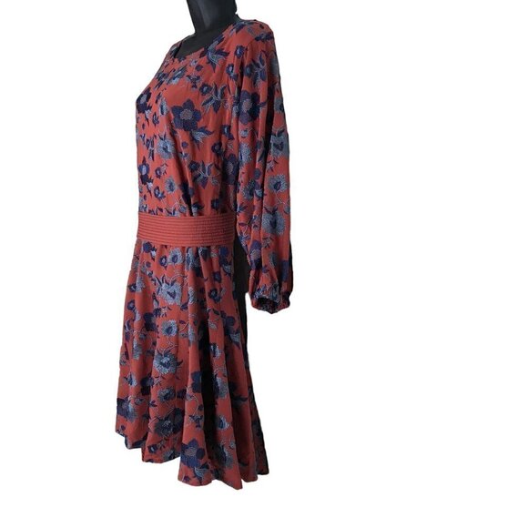 ANTHROPOLOGIE Bohemian Cognac Coloured With Blue  Floral Embroidery  Size S - Picture 4 of 9